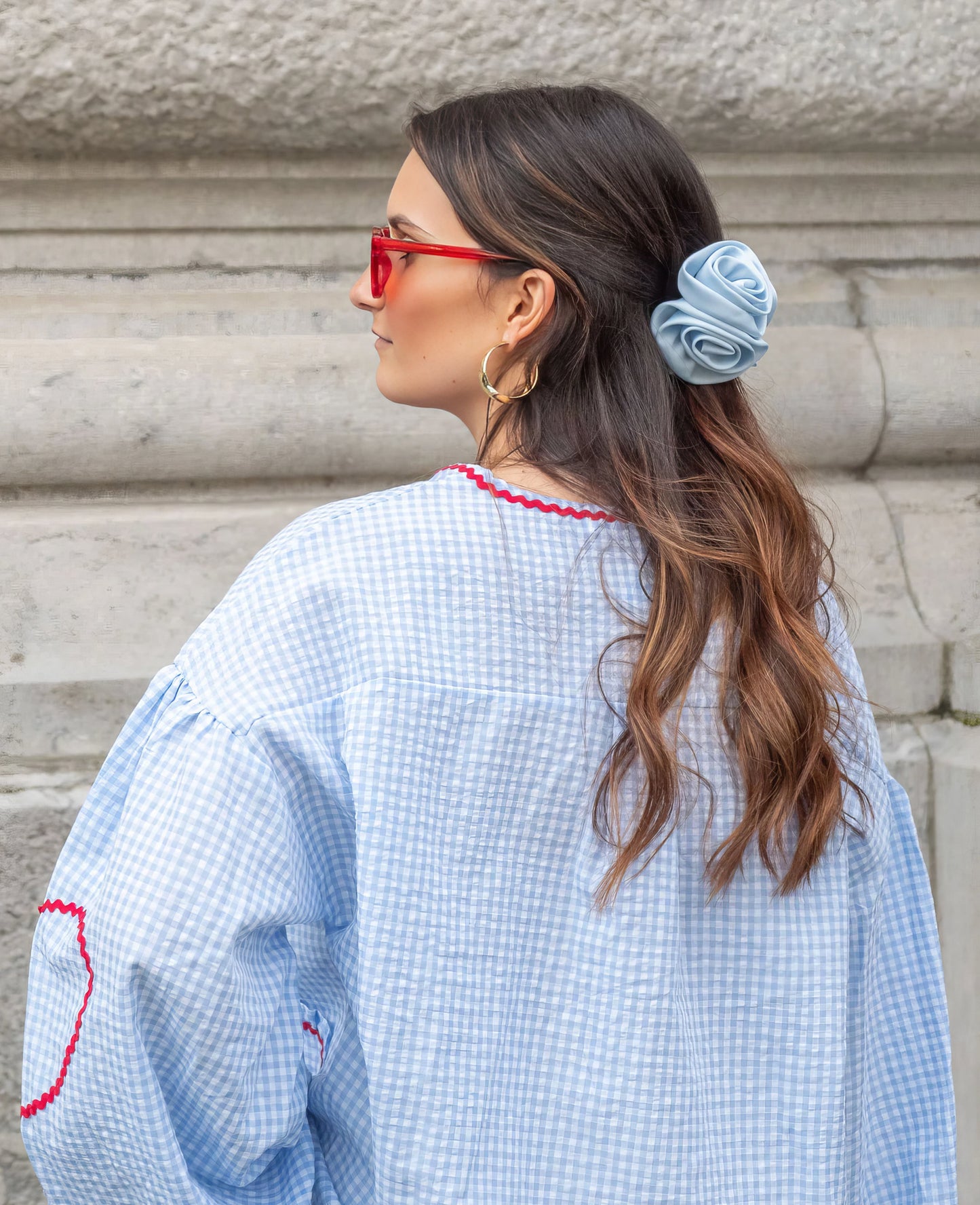 Claudia – Blusa Gingham con Lazo