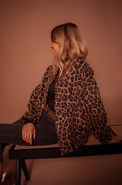 Lea – Chaqueta Bomber de Leopardo