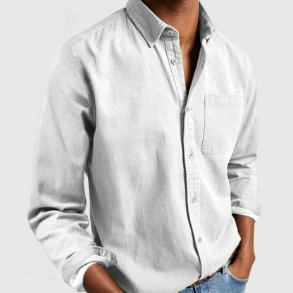 Blake - Camisa casual de manga larga con cuello de solapa para hombres