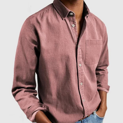 Blake - Camisa casual de manga larga con cuello de solapa para hombres
