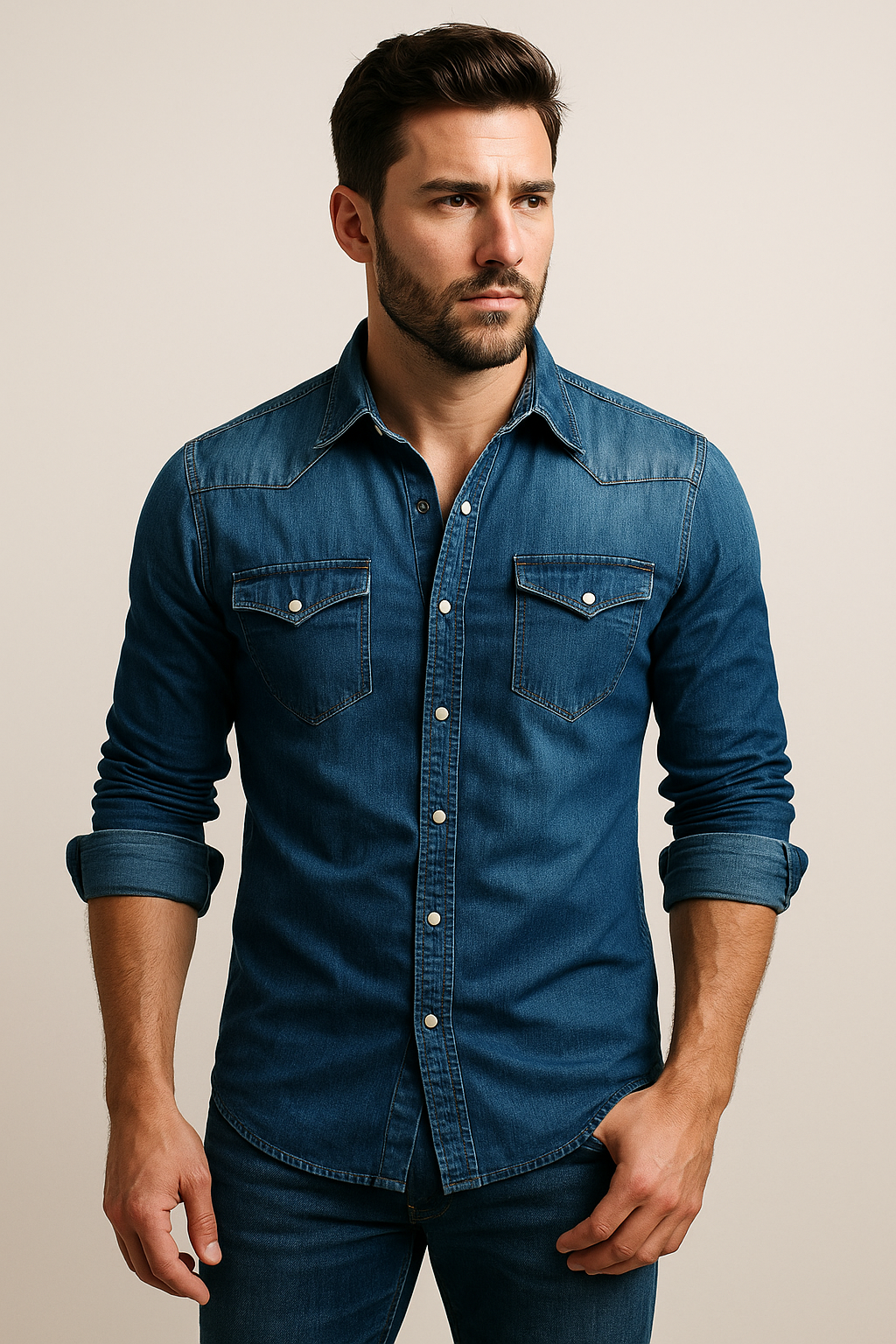 Maxime - Camisa holgada de mezclilla para hombres