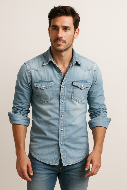 Maxime - Camisa holgada de mezclilla para hombres
