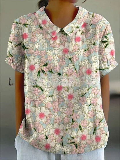 Helena – Blusa Vintage de Flores para Mujer