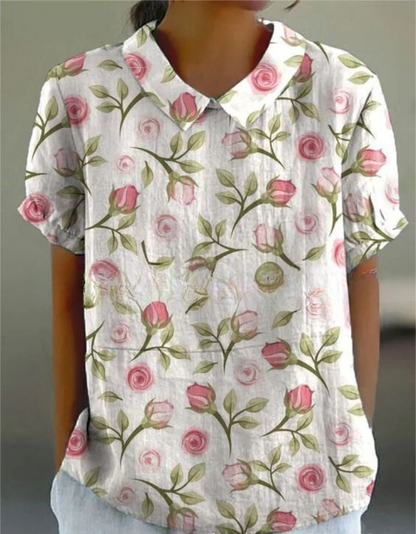 Helena – Blusa Vintage de Flores para Mujer