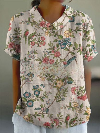 Helena – Blusa Vintage de Flores para Mujer