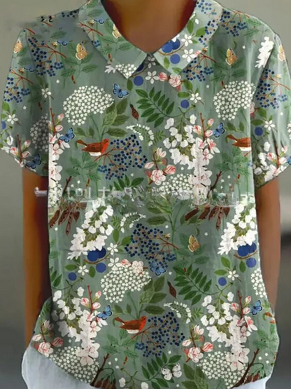 Helena – Blusa Vintage de Flores para Mujer