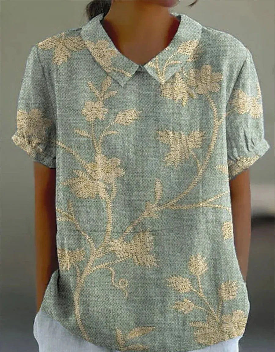 Helena – Blusa Vintage de Flores para Mujer