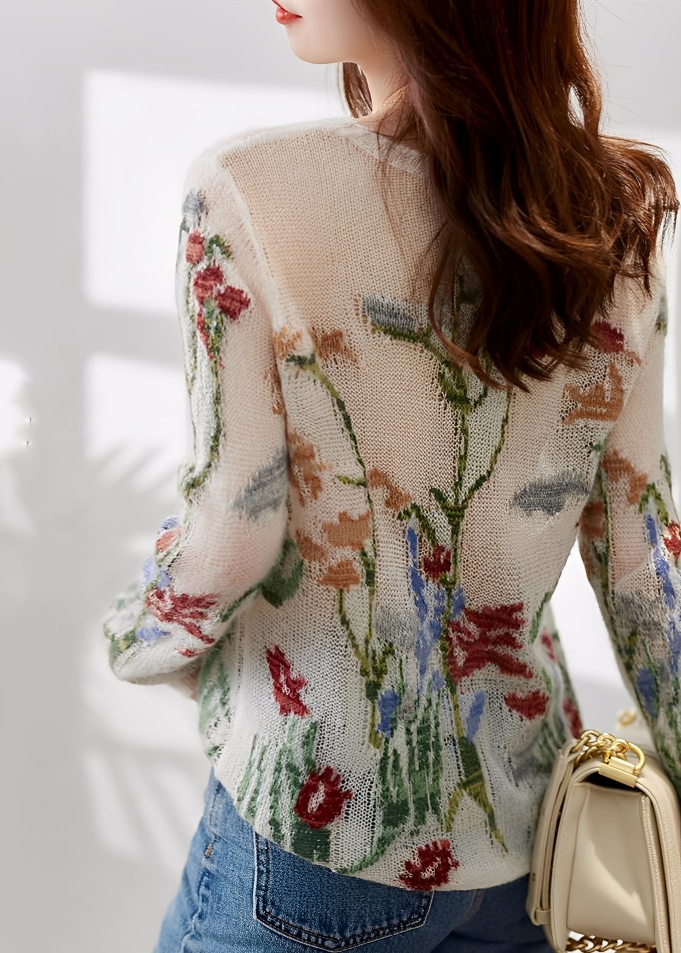 Gisselle - Suéter elegante de punto con diseño de flores para mujer