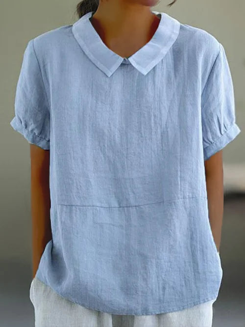 Lina – Blusa de lino con cuello bubi