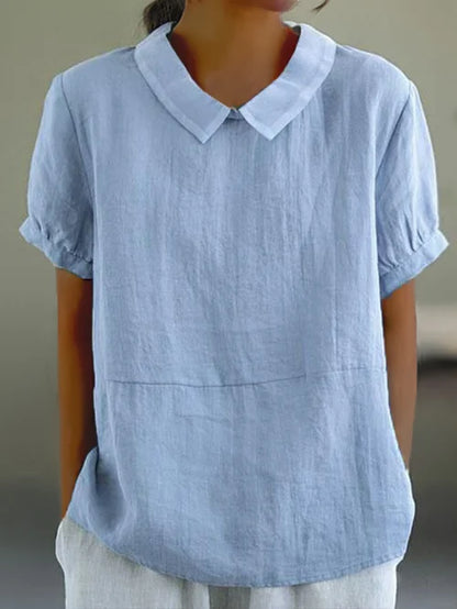 Lina – Blusa de lino con cuello bubi