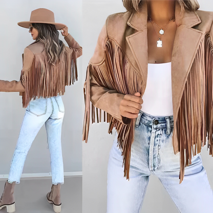 Margo – Elegante Chaqueta de Otoño con Flecos para Mujeres