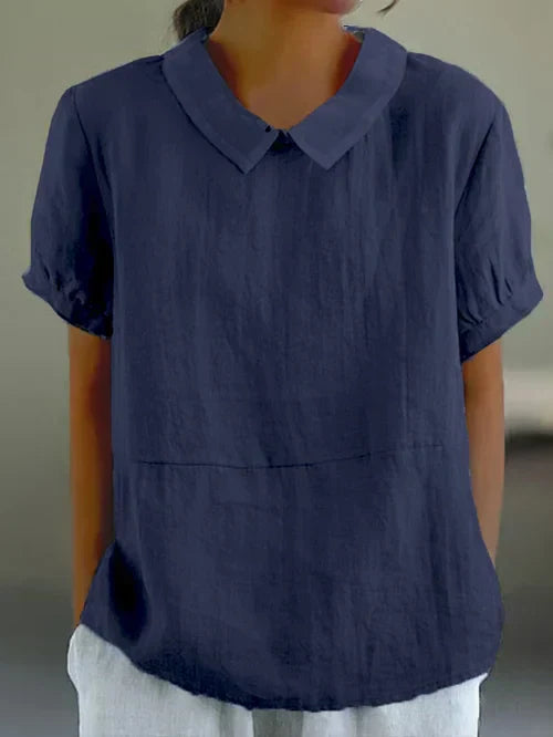 Lina – Blusa de lino con cuello bubi