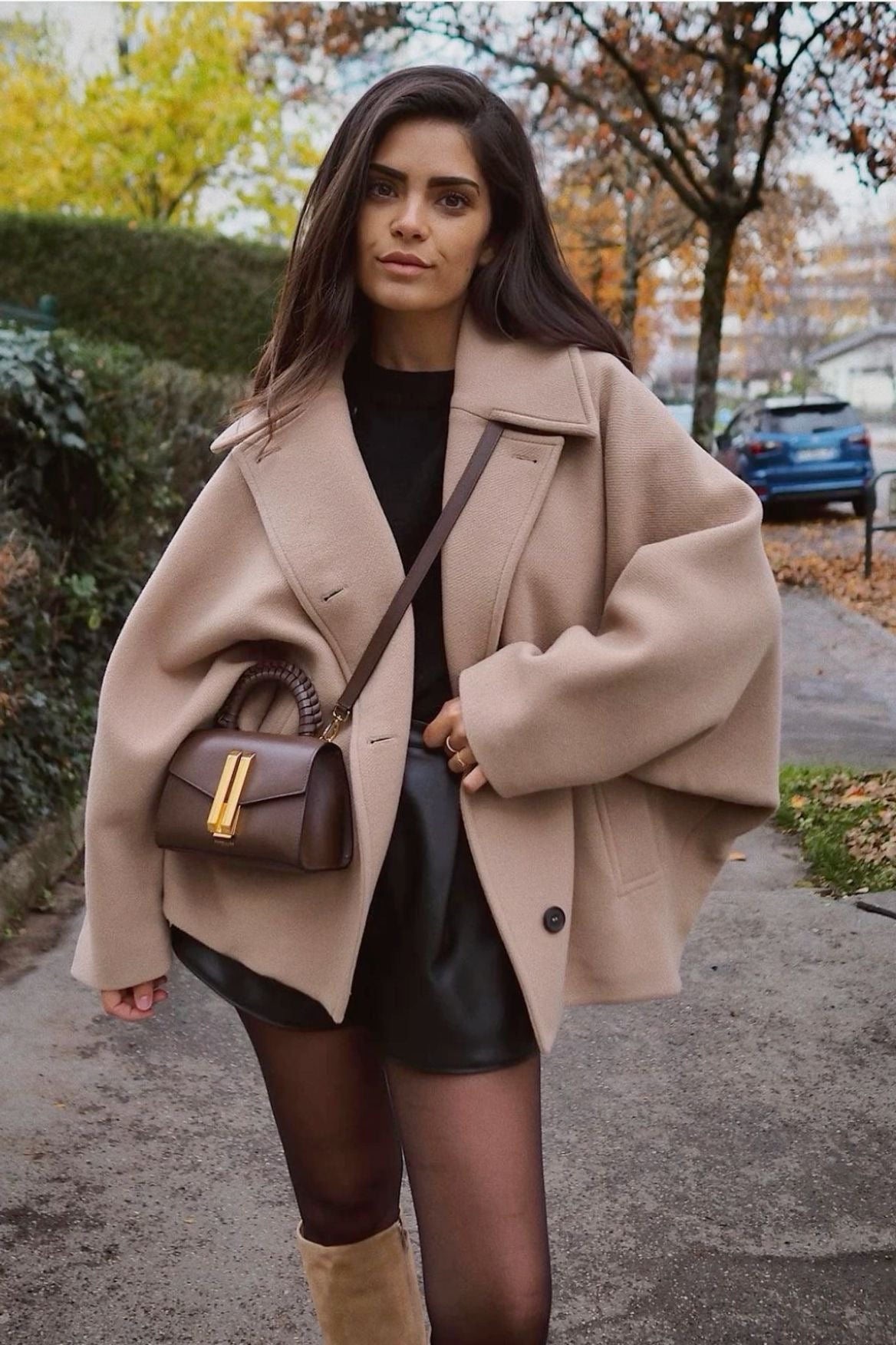 Elena – Abrigo Oversize de Lana Mezclada Doble-Breasted