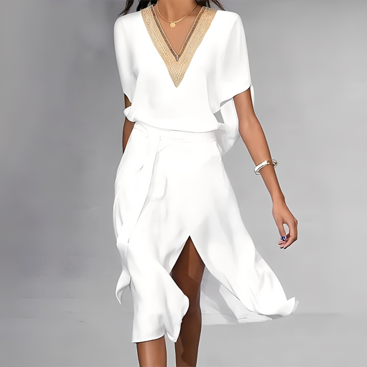 Isabella – Vestido Blanco Midi para Mujeres
