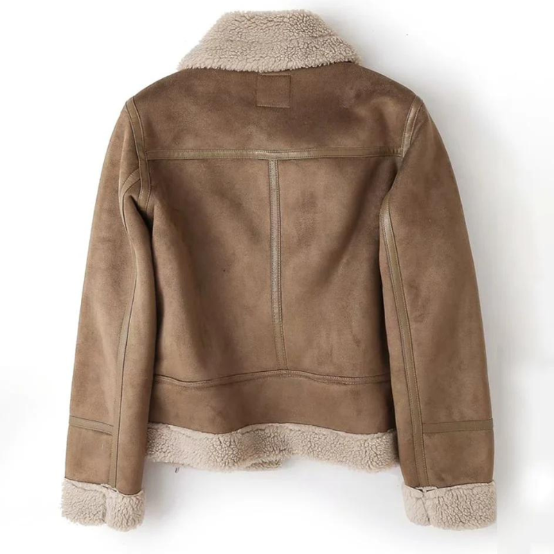 Macie – Chaqueta de cuero con interior Sherpa