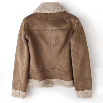 Macie – Chaqueta de cuero con interior Sherpa