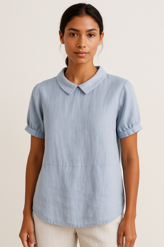 Lina – Blusa de lino con cuello bubi