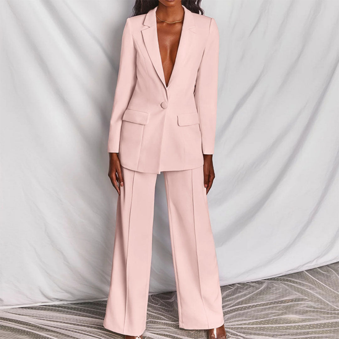 Celeste – Elegante Blazer y Conjunto de Pantalones