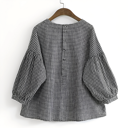 Tahlia - Blusa casual de cuadros con diseño asimétrico para mujeres