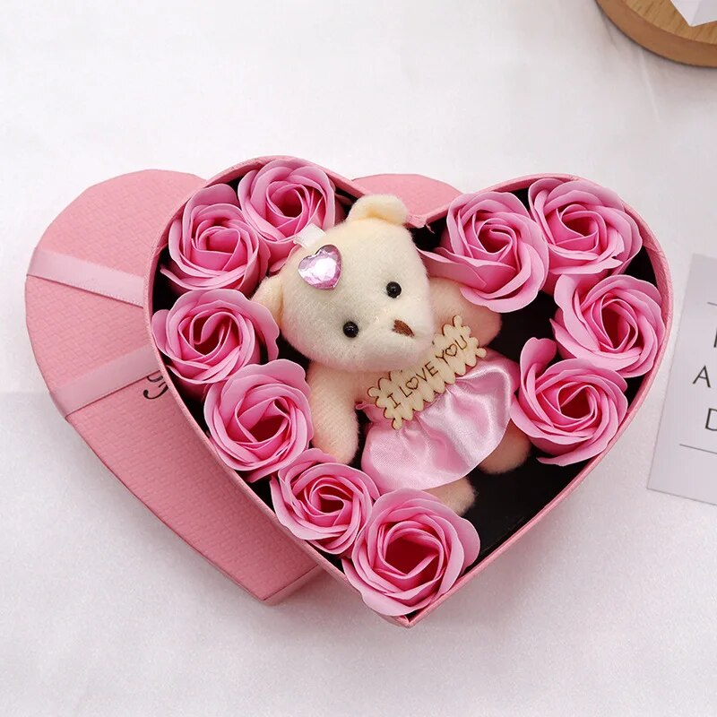 Forma de Corazón – Oso de Rosas Caja de Regalo San Valentín