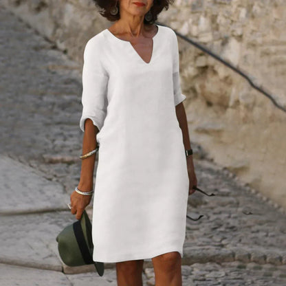 Lina – Vestido de mujer con escote en V y mangas 3/4