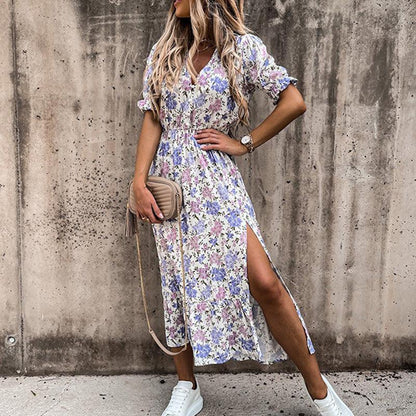 Daina – Falda Floral con Abertura