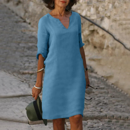 Lina – Vestido de mujer con escote en V y mangas 3/4