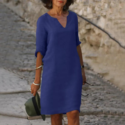 Lina – Vestido de mujer con escote en V y mangas 3/4