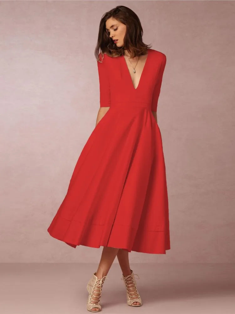 Noemi – Elegante Vestido de Noche en Largo Midi