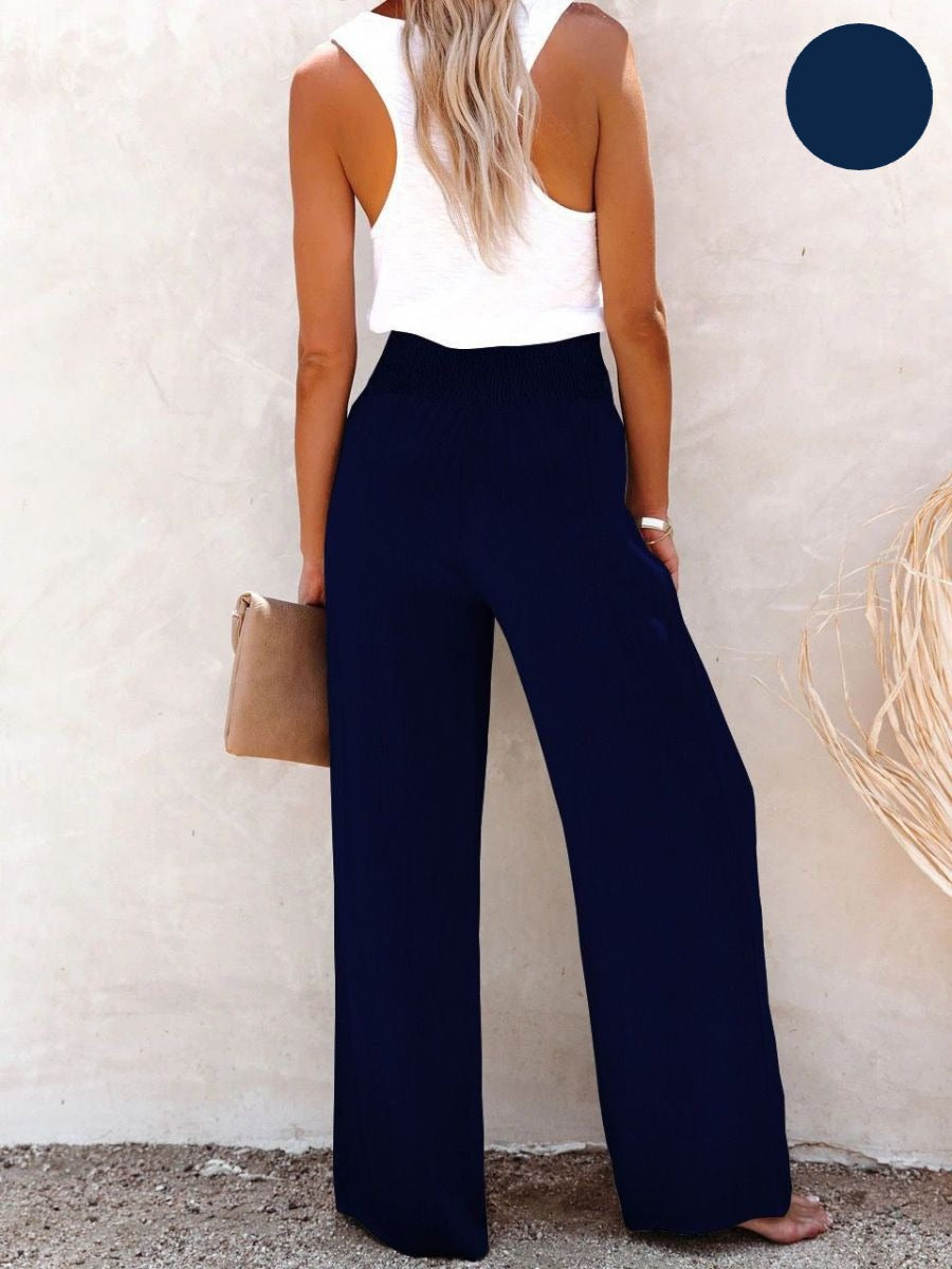 Sophia – Pantalones altos de Algodón & Lino