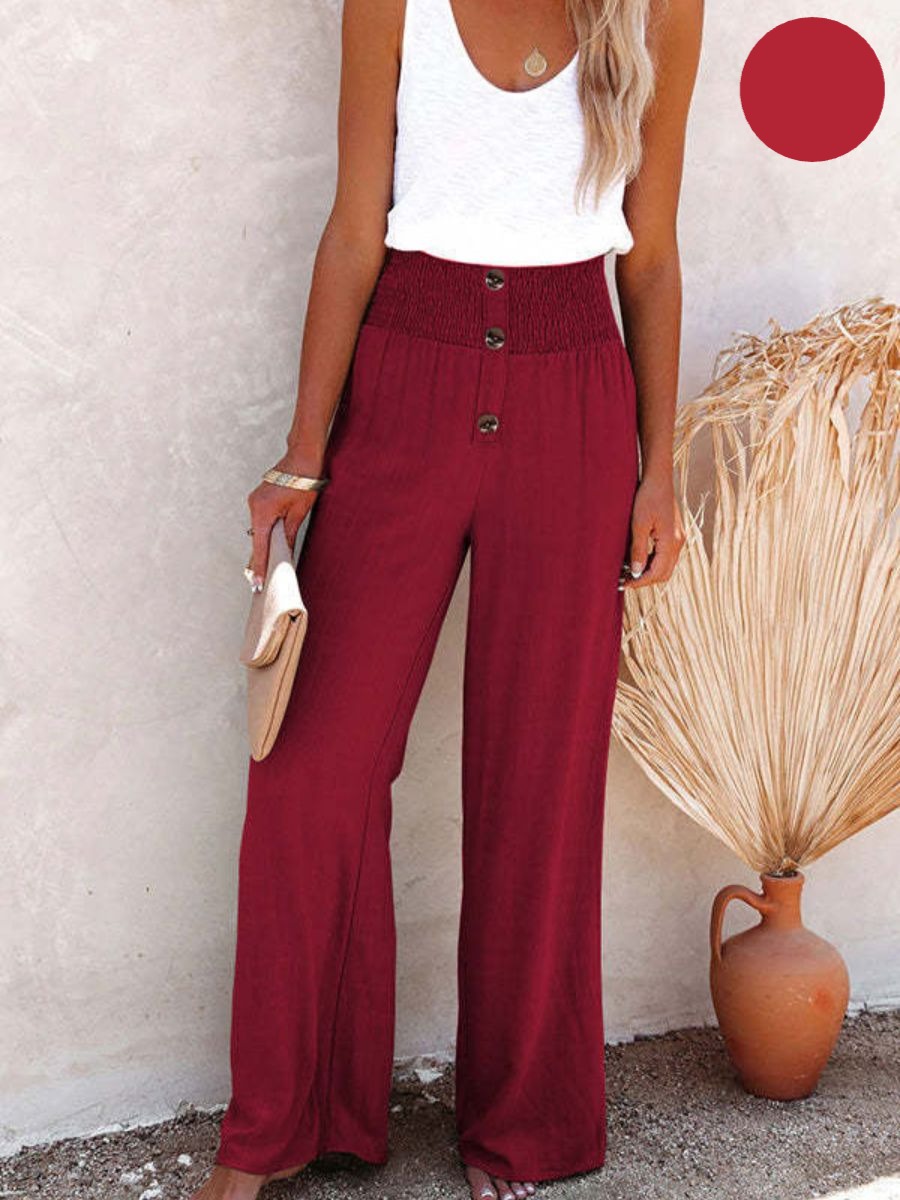 Sophia – Pantalones altos de Algodón & Lino