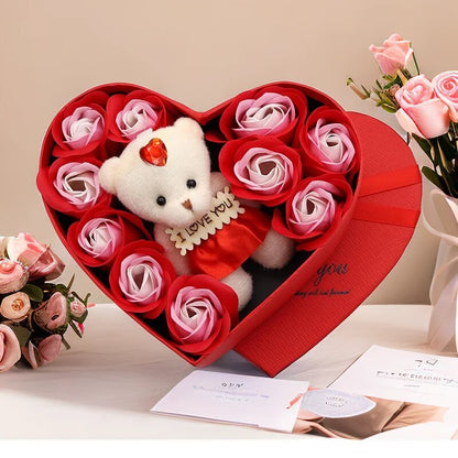 Forma de Corazón – Oso de Rosas Caja de Regalo San Valentín