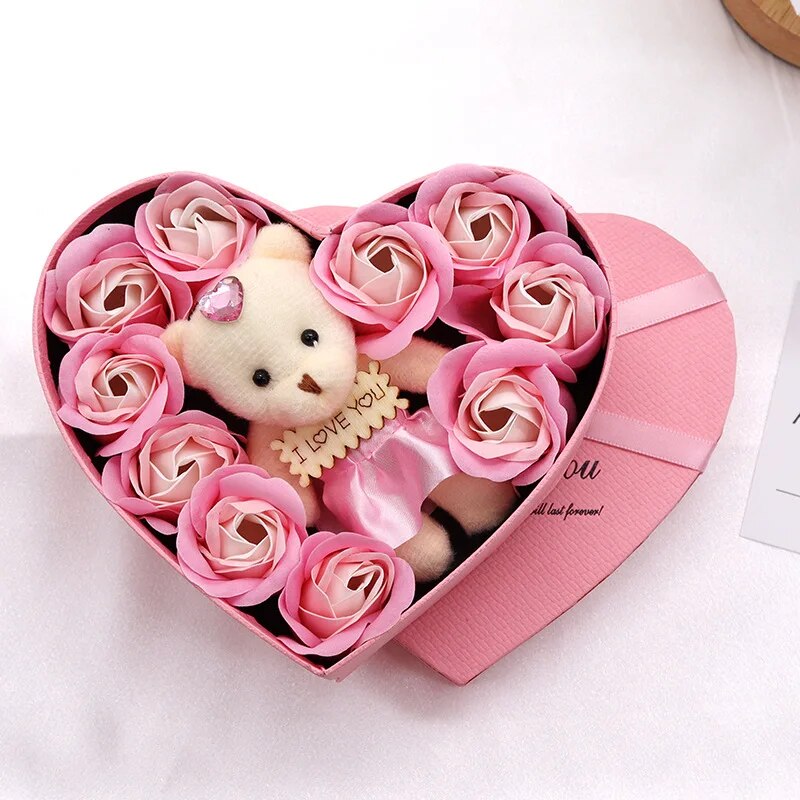 Forma de Corazón – Oso de Rosas Caja de Regalo San Valentín