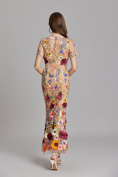 Elina – Vestido Maxi Bordado sin Mangas