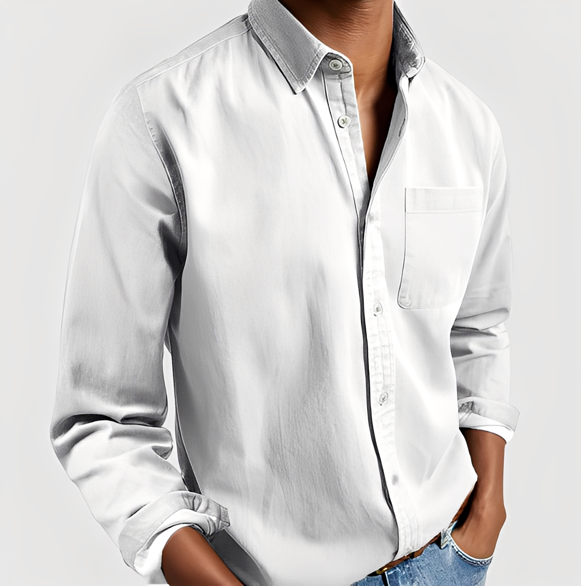 Maxime - Camisa Casual de Mezclilla con Mezcla Suave