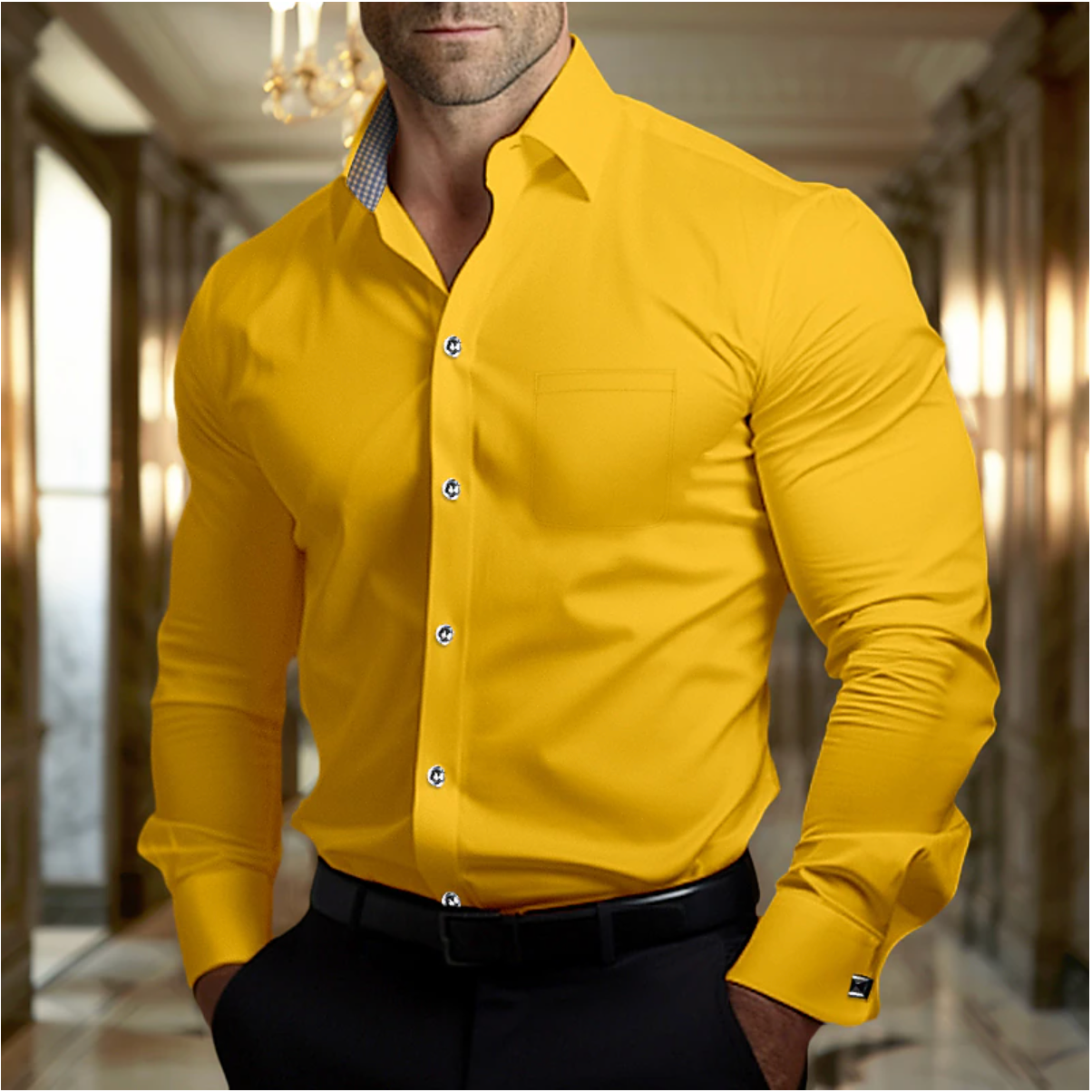 Olivier - Camisa de Algodón que Respira para Hombres