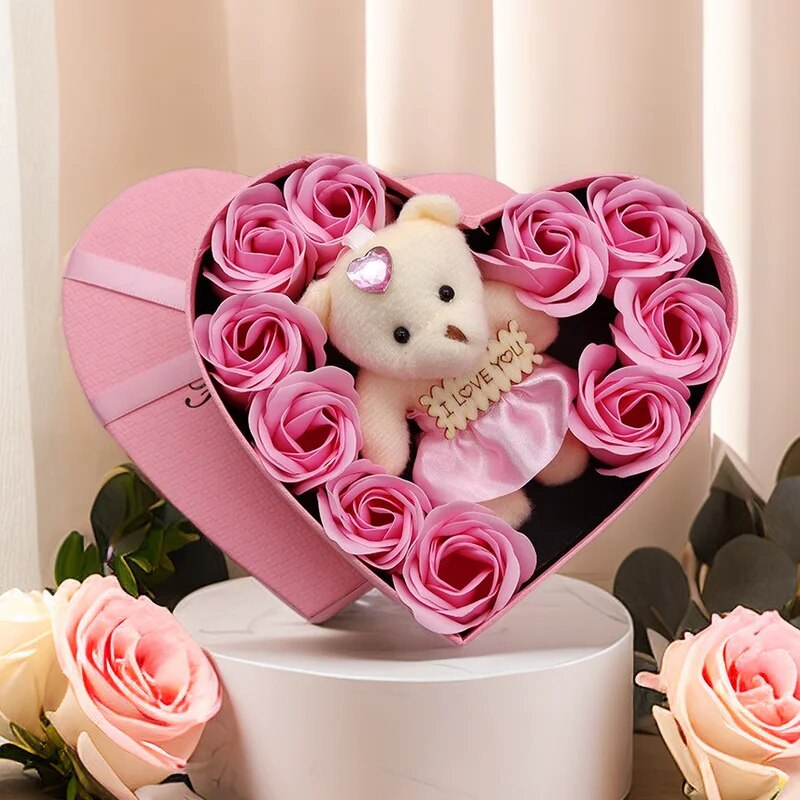 Forma de Corazón – Oso de Rosas Caja de Regalo San Valentín