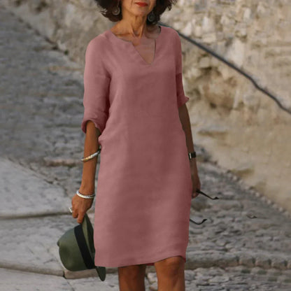 Lina – Vestido de mujer con escote en V y mangas 3/4