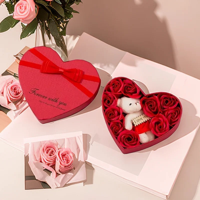 Forma de Corazón – Oso de Rosas Caja de Regalo San Valentín