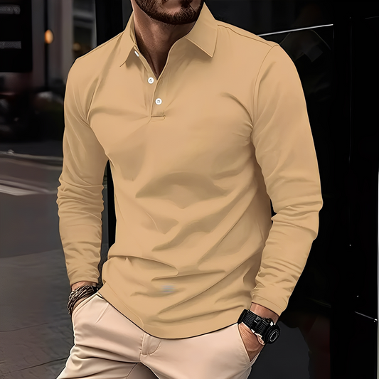 Deacon - Polo Casual de Manga Larga para Hombre