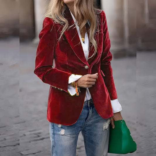 Alise - Chaqueta de terciopelo ajustada para mujeres, elegante