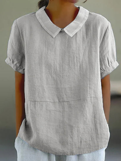 Lina – Blusa de lino con cuello bubi