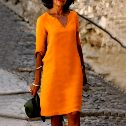 Lina – Vestido de mujer con escote en V y mangas 3/4