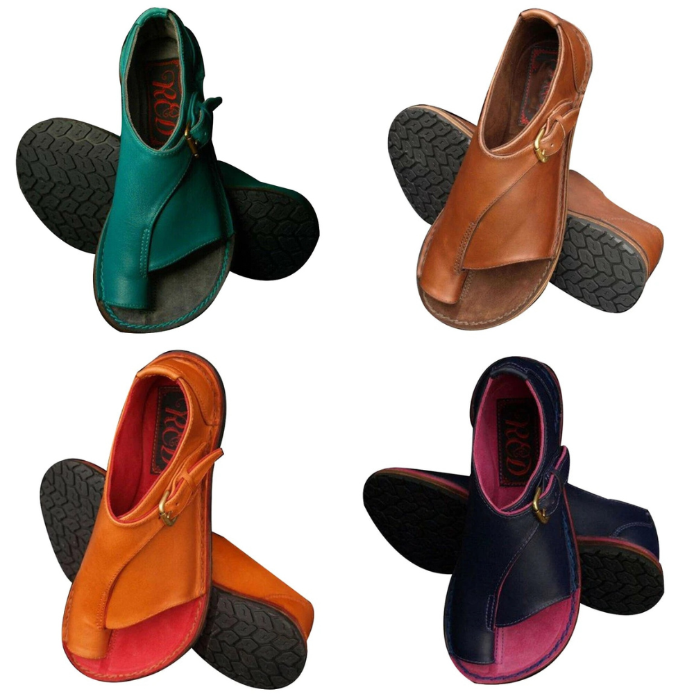 Elvina - Sandalias planas con cierres de hebillas