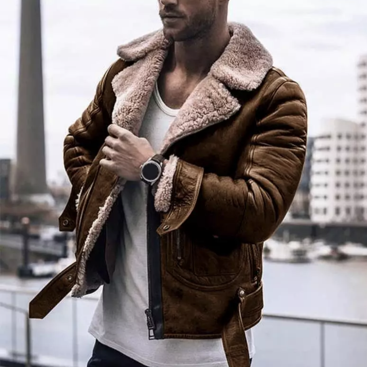 Dominic – Chaqueta de Cuero para el Invierno de Hombres