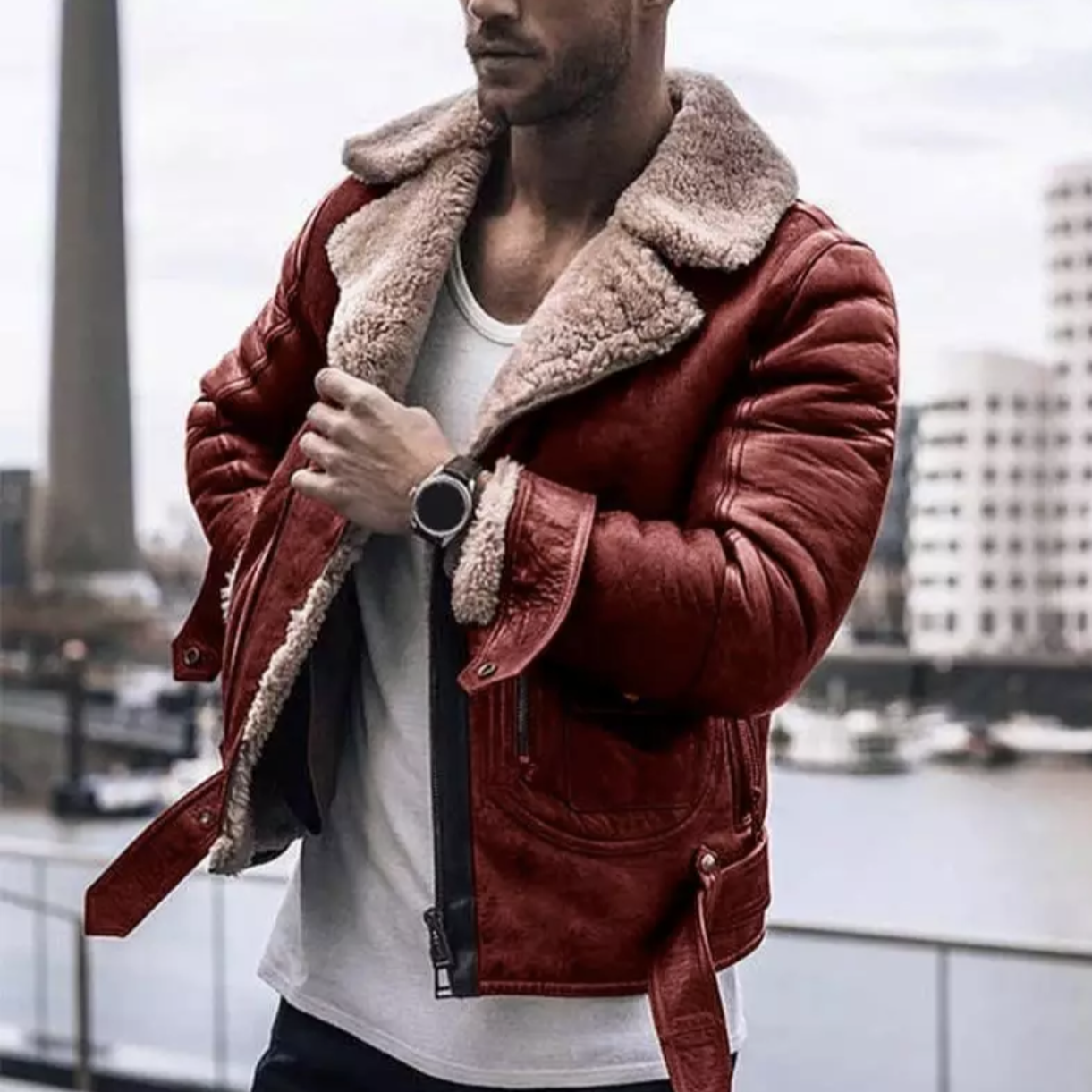 Dominic – Chaqueta de Cuero para el Invierno de Hombres