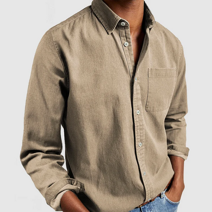 Blake - Camisa casual de manga larga con cuello de solapa para hombres