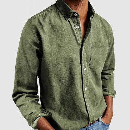 Blake - Camisa casual de manga larga con cuello de solapa para hombres
