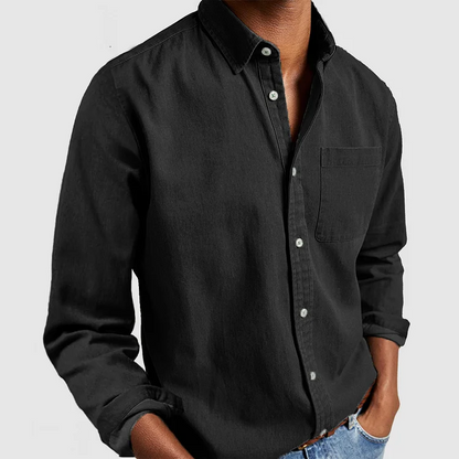 Blake - Camisa casual de manga larga con cuello de solapa para hombres