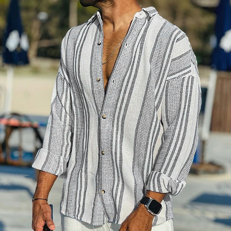 Oliver - Camisa de lino para hombre, ligera y de verano